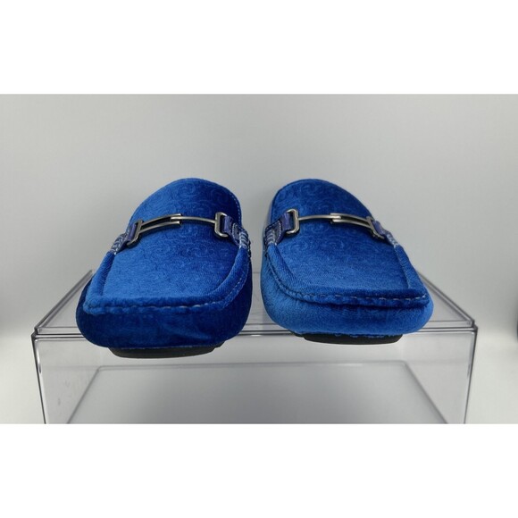 Amali Driving Moccasin Shoe Mens 9.5 Blue Velvet Swirl Design Bit Loafer Slip On main image 9